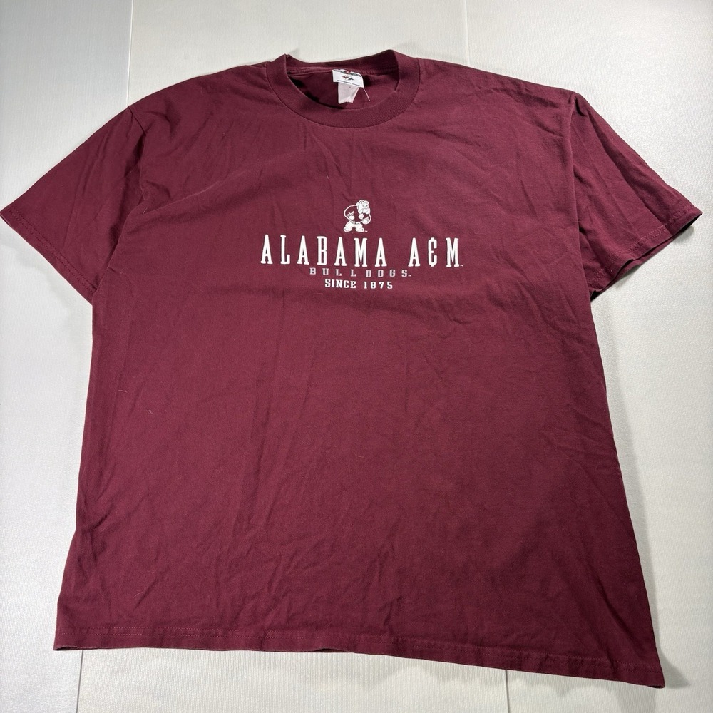 Vintage Alabama A&M Bulldogs T Shirt Mens Maroon Jerzees College Graphic USA